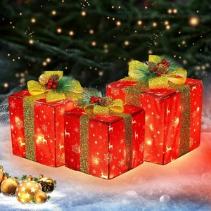Christmas Lighted Gift Boxes Presents with 80 LED Beads and 8 LED Lighting Mode - Picture 1 of 7