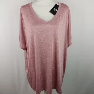 Camisa Top Under Armour Suelta Heatgear Cuello en V Para Mujer Plus 3X Rosa - Imagen 1 de 15
