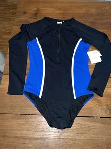 AQUASHAPE by Dolfin Größe 12 Langarm Schwarz Colorblock Anzug Wasser Fitness - Bild 1 von 7