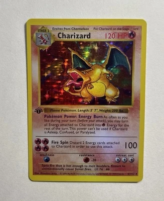 1st Edition Base Set Shadowless Charizard 4/102 CUSTOM REPLICA ART Pokemon MINT - Image 1 of 4