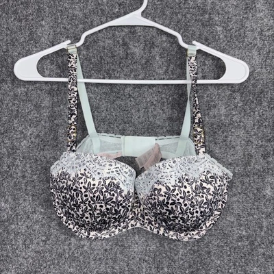 Sujetador Stella Mccartney Balconette Talla 36D Estampado de Hojas Azul Negro Con Aros Foto 1 de 4