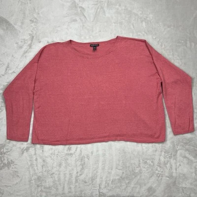 Eileen Fisher Sweater Womens Size Medium Coral Pink Organic Linen Pullover - Image 1 of 4