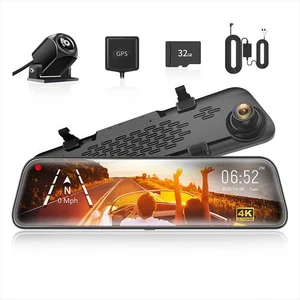 WOLFBOX G840S 4K Dash Cam With Free SD 12" Mirror Dash Cameras Front and Rear - Picture 1 of 9