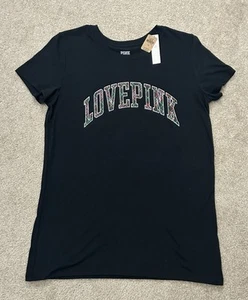 Victoria’s Secret LOVE PINK T-Shirt Plaid Logo Small - Picture 1 of 2