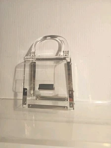 VINTAGE 1960’S CLEAR LUCITE & Silver Color BOX PURSE HAND BAG  - Picture 1 of 10