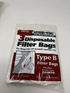 Sealed Package Of 3 Shop Vac filter bags type B 906-68 - Picture 1 of 6