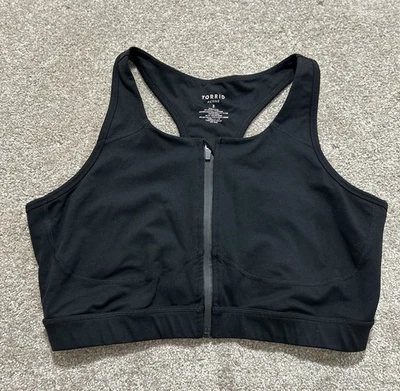 Torrid Zip Front Wireless Sports Bra Stretch Women’s Size 2X  (18-20) Black - Image 1 of 4