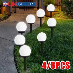8x Solar LED Stake Lights Outdoor Garden Globe Lamps Round Ball Pathway Security - Picture 1 of 15