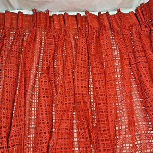 Vintage Faltenvorhänge Vorhänge 2 Paneele einfarbig rot Spitze 22x60 hoch - Bild 1 von 7