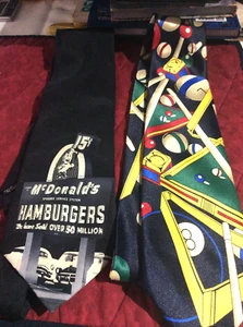 Lot of 2 Neckties Satin Bold Colors Men's 2011 McDonald's + Billiard Balls pool - Picture 1 of 6