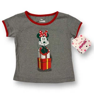 ¡NUEVO! Camisa de vacaciones Minnie Mouse roja y gris talla 12 meses Disney para niñas - Imagen 1 de 2