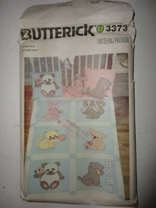1980's VTG Butterick Baby Quilt,Stuffed Animals or Pillows Pattern 3373 UNCUT  - Bild 1 von 3