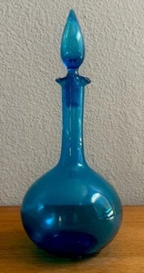 Mid Century Blue BLENKO 14" Decanter Bottle Stopper Glass - Picture 1 of 9