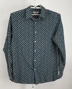 Zara Shirt Mens Extra Large Blue Floral Tulips Regular Fit Long Sleeves - Picture 1 of 10