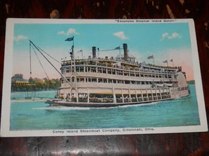 CINCINCINNATI OH - RARA POSTAL TEMPRANA - BARCO DE VAPOR CONEY ISLAND - ISLAND QUEEN - Imagen 1 de 2