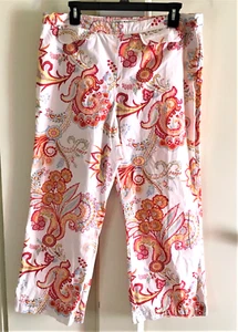 Tommy Hilfiger Sz. 12 Womens Side Zip Crop Pants Paisley Floral Vintage 90's - Picture 1 of 12