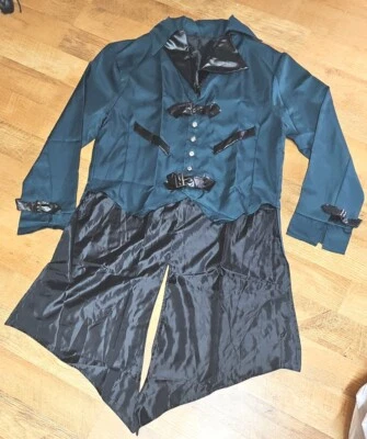 Para Hombres Medieval Gótico Chaqueta Abrigo Largo Halloween Steampunk Punk Disfraz Foto 1 de 2