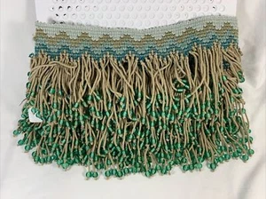 5" Chevron Fringe ~Turquoise Beads, Blue/Gold - 1 yard total - Picture 1 of 5