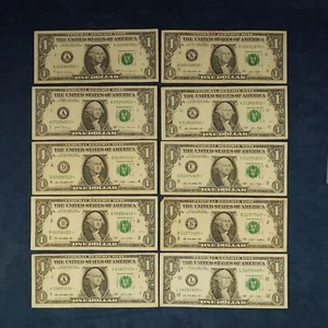 Lot of 10 $1 Federal Reserve Star Notes - Free Shipping USA - Picture 1 of 3