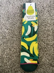 Woven Pear Banana Monkeys Socks - Brand New - Picture 1 of 4