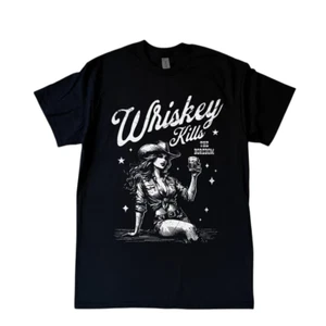 Camisa Retro Whiskey Kills Años 90 Gráfica, Camiseta Vintage Vaquera Y Whisky - Imagen 1 de 3