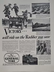 1942 The General Tire Fortune 2. Weltkrieg Druck Anzeige Q3 Sieg USA Soldaten Jeep gepanzert - Bild 1 von 2