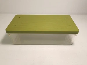 Caja de almacenamiento de plástico transparente vintage Max Klein SS-1 con tapa verde caja de costura de zapatos - Imagen 1 de 11