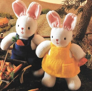 Home Printed Knitting Pattern Bunny Rabbit Twins 37cm Tall - 0224 - Picture 1 of 1