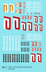 K4 HO Scale Decals Penn Central Diesel Locomotive Red and White Heralds - Picture 1 of 3
