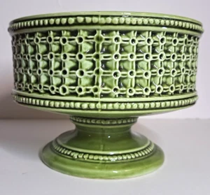 Vtg SORRENTO by BRODY 6" Round Green Vase Planter Pedestal Bowl N-317  4.5" Tall - Picture 1 of 6