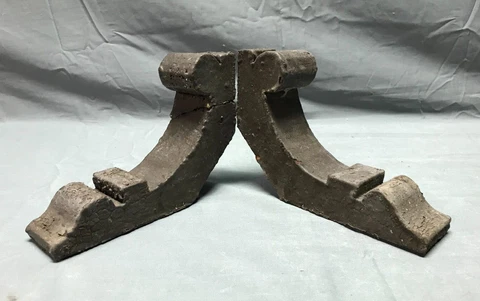 Pair Small Shabby Brown Wood Chic Gingerbread Porch Brackets VTG Corbels 987-22B Cover