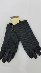 GUANTES DE CUERO NEGRO PARA MUJER CON CALENTADORES DE MUÑECA DE PUNTO EDICIÓN LIMITADA NUEVOS - Imagen 1 de 6