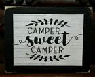 Camper Sweet Camper Primitive Farmhouse Wooden Block Shelf Sitter 3.5X4.5