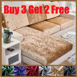 1/2/3/4 Seater Crushed Velvet Sofa Seat Cushion Covers Couch Protector Slipcover - Picture 1 of 22
