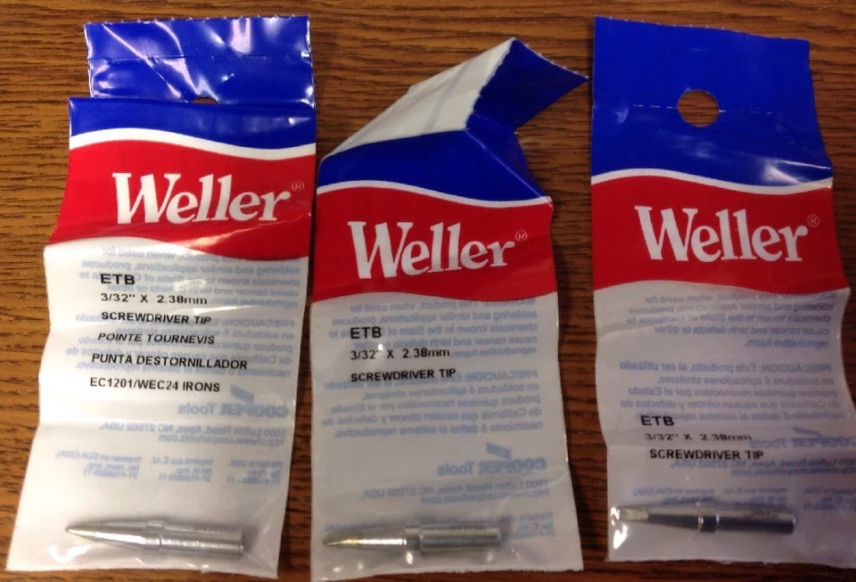 Punta de soldadura serie Weller ETB, paquete de 3 cada una Foto 1 de 1