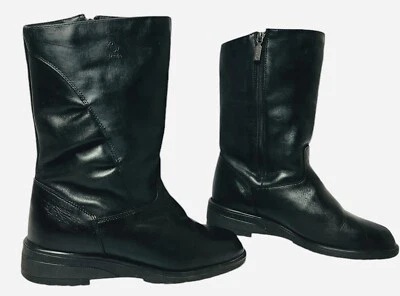 Blondo 复古黑色皮革中低跟靴侧拉链羊毛衬里女式 8.5 — 第 1/4 张图片