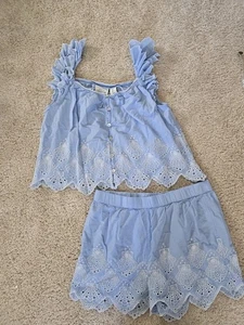 Calypso St. Barth 100% Cotton Sleepwear Pajama Set Shorts Light Blue Sz S  - Picture 1 of 5
