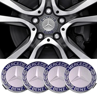 Fit For Mercedes Benz A C E GLK Blue Wheel Centre Hub Cover Caps Emblem 4pcs Foto 1 de 4