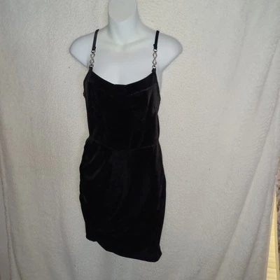  Charlotte Russe Women Sz M Night Out Strappy Bodycon Velvet Black Dress (DR) - Image 1 of 4