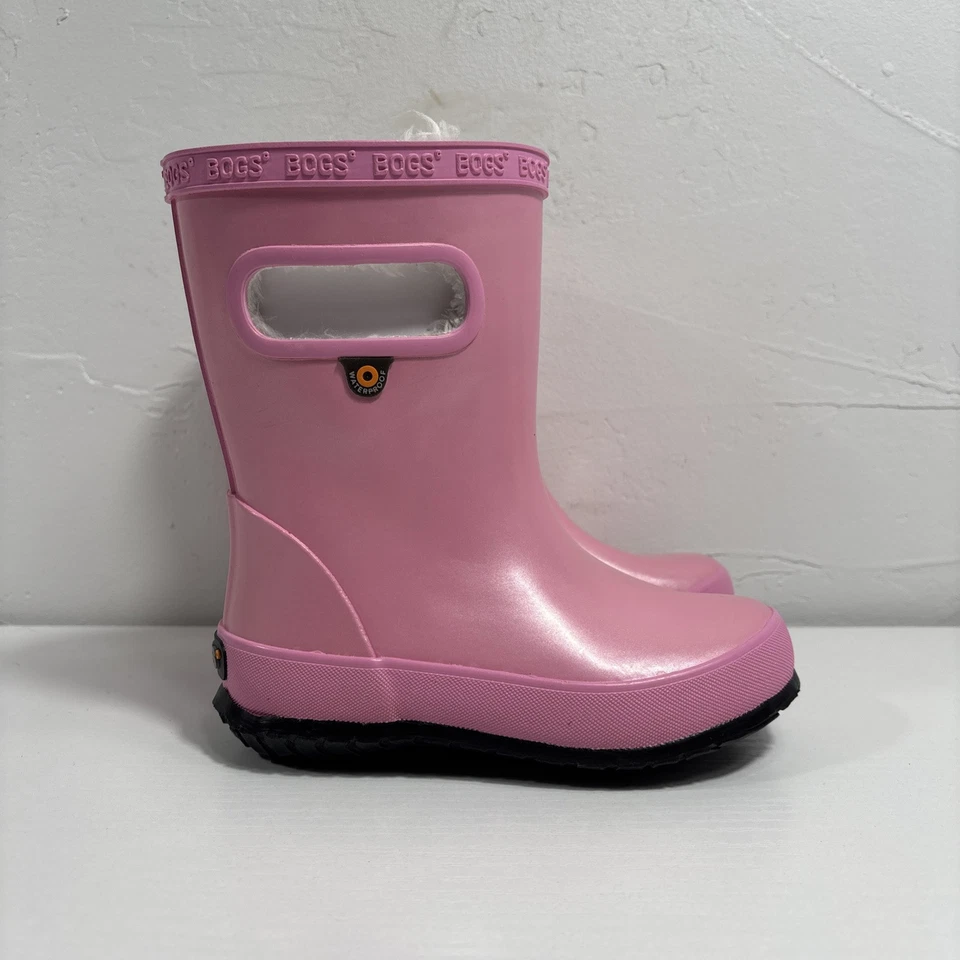 BOGS Rainboot Peluche Niños Niñas Talla 9 2 Asas Rosa Impermeable Bota de Goma Foto 1 de 4