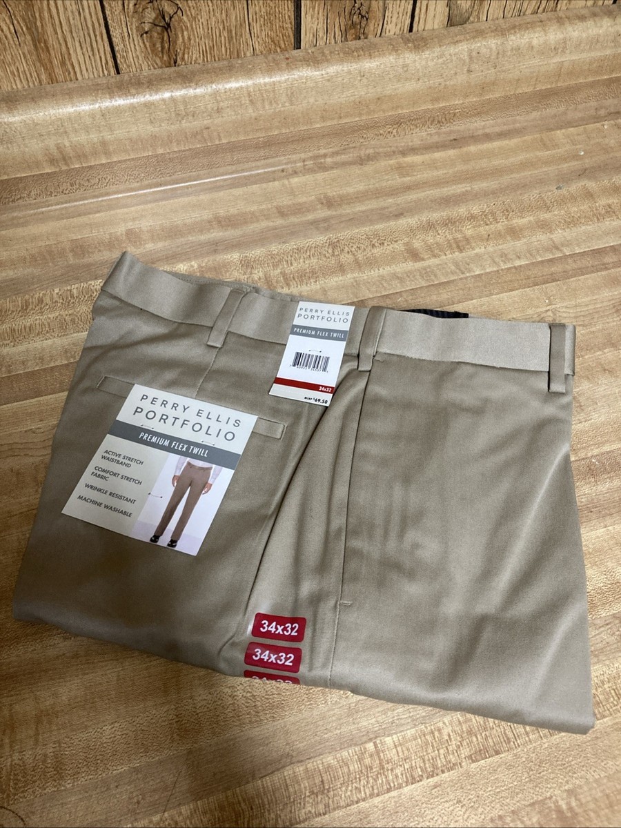 Pantaloni Eleganti Uomo Perry Ellis Modern-Fit - 100% Poliestere Performance - Cavallo 30 Pollici - Foto 7
