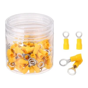 100Pcs Insulated Ring Terminal RVS1.25-5 22-16AWG Battery Connectors, Yellow - Picture 1 of 5