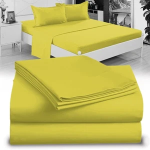 3 PC Yellow Twin XL 100% Microfiber Double Brushed Sheet Set 15 inch Deep Pocket - Picture 1 of 7