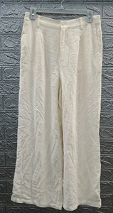 New Z Supply Farah Pant Sandstone Wide Leg Linen Blend Pleated Off White Sz Med - Picture 1 of 10