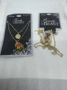 2 Disney Die Schöne und das Biest Verzauberte Rose Halskette Anhänger Kuppel Neon Dienstag - Bild 1 von 5