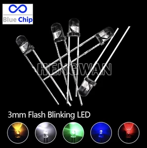 200pcs 3mm Automatic Flashing Control Blinking LED Diode 1.5HZ 5colors Avaliable - Picture 1 of 9