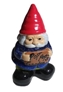 Pop Pop's Garden Hand Painted Gnome Candy Dish Ceramic Whimsical Decor 7"tall - Picture 1 of 16