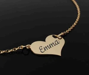 Halskette Mit Name Sterling Silber Gelb 925 Herz Spruch Geschenk Frauen Art Mid - Bild 1 von 7