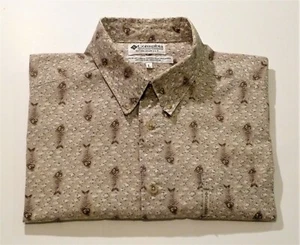 Columbia Sportswear Mens Large 100% Cotton Fish Theme With Pocket & Pen Slot - Picture 1 of 4