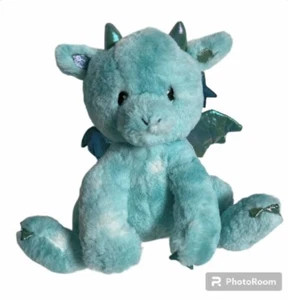 FAO Schwarz Glow Brights 14 Inch Dragon Sound Lights Pale Turquoise White EUC - Picture 1 of 14
